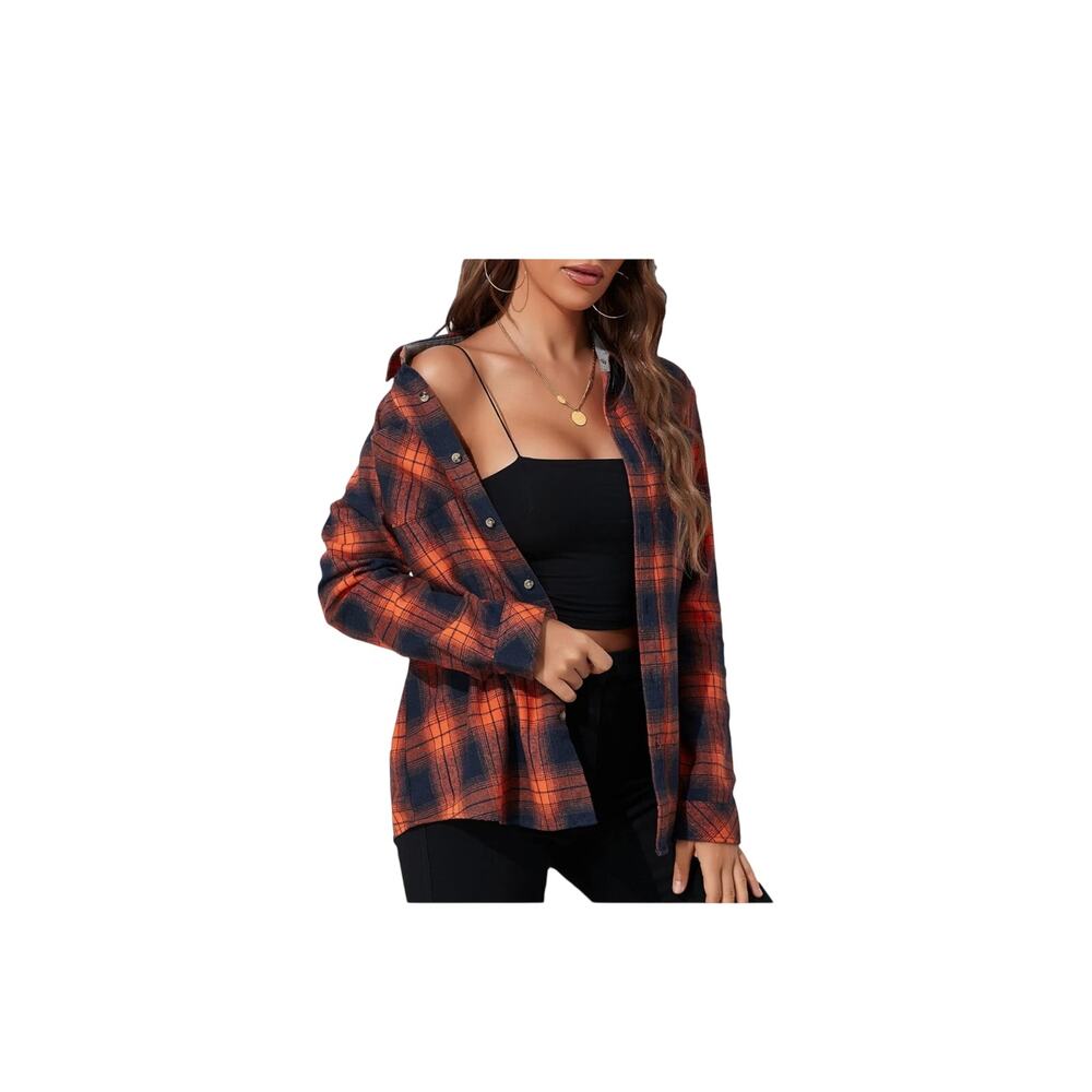 Deer Lady Plaid Flannel Shirts  Oversized Long Sleeve Casual Button Down XXL NWT
